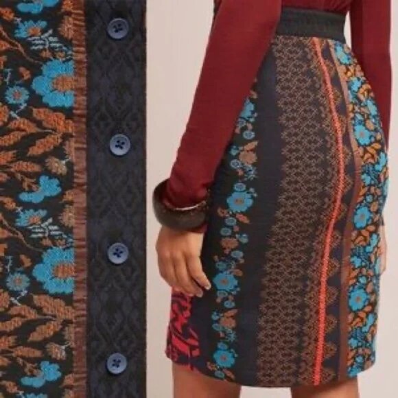 Anthropologie Dolan Left Coast Collection Jacquard Skirt Mixed Print Size Small - Picture 3 of 11